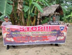 Personel Polsek Bendahara Berikan Himbauan karhutla serta Berikan Edukasi Cegah Karhutla