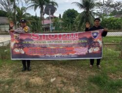 Personel Polsek Bendahara Berikan Himbauan karhutla serta Berikan Edukasi Cegah Karhutla