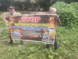 Cegah Kebakaran Lahan, Personel Polsek Karang Baru Berikan Himbauan karhutla serta Berikan Edukasi Cegah Karhutla