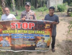 Personel Polsek Karang Baru Gencar Berikan Himbauan karhutla serta Berikan Edukasi Cegah Karhutla