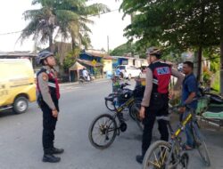 Sat Samapta Polres Aceh Tamiang Patroli Dialogis Dengan Bersepeda di Kota Kuala Simpang