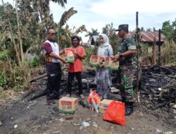 Kapolsek Rantau Bersama Forkopimcam Serahkan Bantuan Untuk Korban Kebakaran Rumah