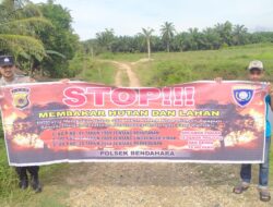 Personel Polsek Bendahara Berikan Himbauan karhutla serta Edukasi Antisipasi Karhutla