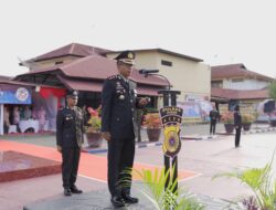 Kapolres Pidie Irup Hari Bhayangkara ke 78 di Lapangan Apel Mapolres Pidie