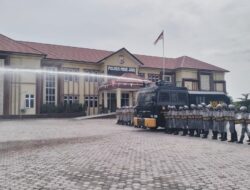 Jelang Penghitungan Ulang Surat Suara Pleton Dalmas Polres Pidie Jaya Intensifkan Latihan Dalmas