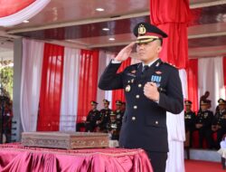 Kapolres Aceh Timur Jadi Inspektur Upacara Penurunan Bendera Merah Putih HUT RI Ke 79
