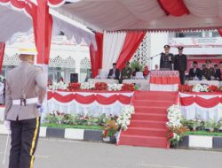 Kapolres Pidie Irup Upacara Penurunan Bendera HUT RI Ke-79 Di Kabupaten Pidie
