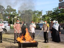 Kapolres Aceh Tamiang Hadiri Pemusnahan Barang Bukti di Kejaksaan Negeri Aceh Tamiang