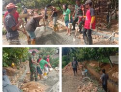 Bantu Warga, Anggota Koramil 1307-02/ Pamona Pusalemba Bersama Warga Gotong Royong Membuat Drainase