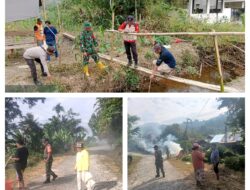 Bentuk Kepedulian Rumah Ibadah, Anggota Koramil 02/Pamona Puselemba Kerja Bakti Bersihkan Gereja