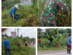 Gotong Royong bersama Masyarakat, Babinsa Kelurahan Tentena Koramil 02/Pamona Puselemba Bersihkan Lingkungan Kelurahan