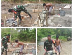 Babinsa Koramil 1311-06/Bungku Utara Perkuat Kebersamaan Lewat Kerja Bakti di wilayah binaan Desa Manyoe