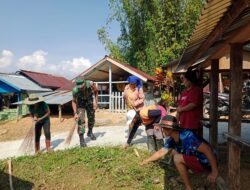 Anggota Koramil 1307-02/Pampuse, Sertu Mudi Hariyanto Laksanakan Kerja Bakti Bersama Masyarakat di Pekuburan Umum Desa Petiro