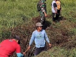 Kepedulian Babinsa Koramil 02/ Pamona Puselemba, Bersama Warga Kerja Bakti Bersihkan Saluran Air