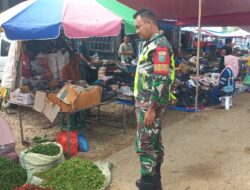 Terjun Langsung Ke Pasar Tradisional, Babinsa Cek Harga Sembako