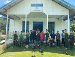 Satgas Pamtas Yonarmed 11 Kostrad Laksanakan Karya Bakti di GKI St. Imanuel Tau Lumbis