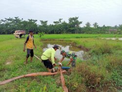 Melalui Mesin Pompa Air, Babinsa Bantu Petani Mengairi Sawah