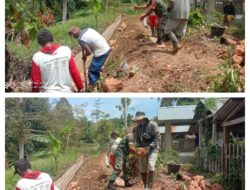 Babinsa Koramil Kangean Bantu Warga Ngecor Jalan Pekuburan Umum