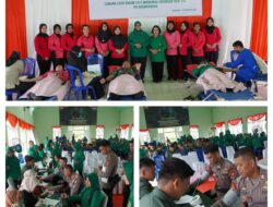 Kolabrorasi Ibu Persit & Bhayangkari dalam Donor Darah HUT Persit ke-79