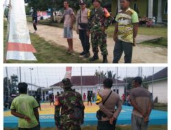Kolaborasi Babinsa  Koramil 1311-07/Menui kepulauan dan Bhabinkamtibmas Amankan Lomba Pertandingan Volly Ball di Wilayah Binaan