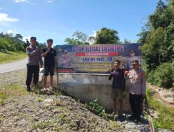 Polres Pidie Pasang Spanduk Larangan PETI di Titik Rawan Penambangan Ilegal