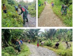 Babinsa Koramil 02/Bunta Kerja Bakti Pemarasan Ruas jalan ke Dusun Sejauh -+ 4Km