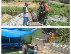 Sinergi TNI Bersama Rakyat, Babinsa Bantu Bangun Rumah Yayasan Khalid Bin Walid.