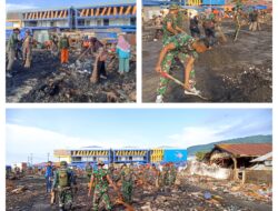 Pasar Modern Simpong Disulap Jadi Lebih Bersih, Berkat Karya Bakti Kodim 1308/LB