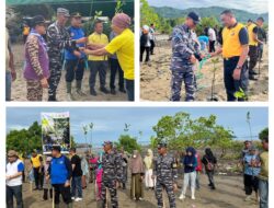 PEDULI EKOSISTEM PESISIR PANTAI, TNI AL BERSAMA MASYARAKAT  TANAM BIBIT MANGROVE DAN GELAR KARYA BAKTI DI TOLITOLI