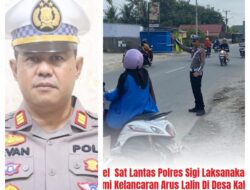 Personel Satlantas Polres Sigi Melaksanakan Gatur Pagi Sat Lantas Polres Sigi Di Desa Kalkubula.