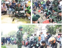 Ditengah Aksi Massa, TNI Hadir mengedepankan Semangat Persatuan dan Kebersamaan.