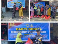 PERINGATI HUT TNI AL KE-80, POSAL LUWUK MENERJANG OMBAK LAKSANAKAN BAKSOS DI PULAU BANGKURUNG