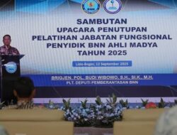 Plt Deputi Pemberantasan BNN RI Budi Wibowo Resmi Tutup Pelatihan Jabatan Fungsional Penyidik BNN Ahli Madya Tahun 2025