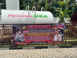 Polres Pidie Pasang Spanduk Himbauan Cegah Penyalahgunaan BBM Bersubsidi di Sejumlah SPBU