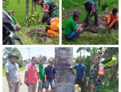 Babinsa dan Warga buat Tapal Batas Di Desa Masing