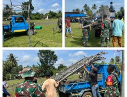 Sambut Takbir Akbar 4 Kecamatan, Personel TNI Lakukan Giat Karya Bakti Di Fasilitas Umum