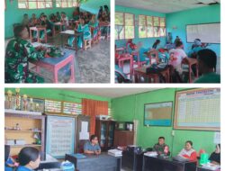 Disela-sela Waktu Sosialisasi MBG Bagi Siswa SD Negeri, Babinsa Liang Sosialisasikan Rekrutmen Pendaftaran TNI AD Bagi Siswa-Siswi SMKN