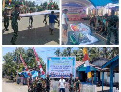 Sambut Pesparawi Tingkat Kabupaten, Babinsa Koramil 03/Batui Bersama Warga Desa Paisu Buloli Lakukan Kerja Bakti