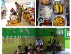 Babinsa Koramil 02/Bunta Dampingi Penyaluran Makanan Bergizi dari SPPG Di Wilayah Kodim 1308/LB