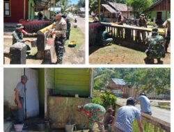 Dalam Rangka HUT TNI Ke-80, Koramil 12/Bulagi Gelar Karya Bakti Pengecatan dan Pembersihan Masjid