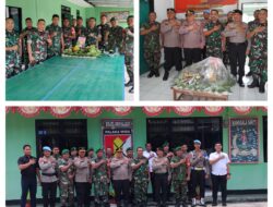Wujud Sinergitas Dan Solidaritas TNI-Polri, Polres Bangkep Beri Kejutan Tumpeng Dan Kue Ke Koramil 10/Salakan Pada HUT Ke-80 TNI Tahun 2025