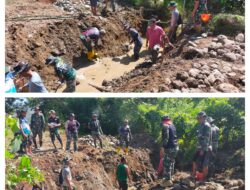 Satgas TMMD Bangun Plat Duiker Jalan Penghubung Jalan Kantong Produksi Pertanian
