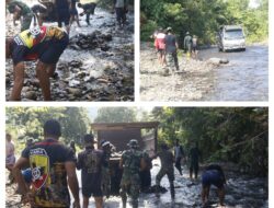 Satgas TMMD Ke-126 Kodim 1308/LB Pelopori Gotong royong Pengambilan Material Batu