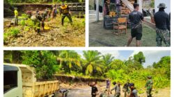 Warga Bantu Satgas TMMD Kumpulkan Batu Picah dan Papan untuk Pembangunan Deker