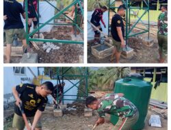 Satgas TMMD Pasang Rangka Tandon Air, Dukung Peningkatan Sanitasi Warga