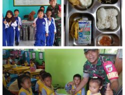 Babinsa Sertu Juibert Jemmy Dampingi Penyaluran 4.000 Porsi Makan Bergizi Gratis Di Simpang Raya