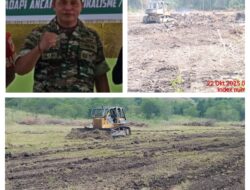 Personel Kodim 1308/LB Terus Memantau Kegiatan Perluasan Cetak Sawah Rakyat Di Kecamatan Bualemo.