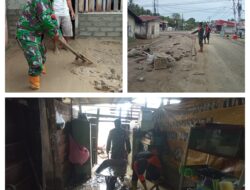 Babinsa Koramil 07/Pagimana Terjun Ke Lapangan Untuk Monitoring Desa Binaan Yang Terendam Banjir