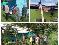Aksi Cepat TNI dan Polri Kecamatan Bunta, Bersama Warga, Bersihkan Puing Pasca Bencana