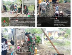 Babinsa Desa Sukamaju Satu Hadiri  Peletakan Batu Pertama Pembangunan Fisik Gerai Koperasi Merah Putih